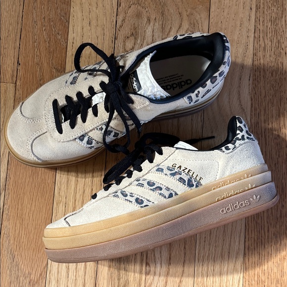 adidas Shoes - Adidas Gazelle Cream & Black Leopard 🐆 Platform Sneakers